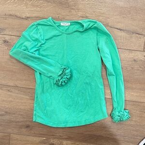 Girls' Long Sleeve Ruffle Cuff Top - Spring Green